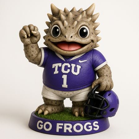TCU Horned Frog Super Frog mascot figure
